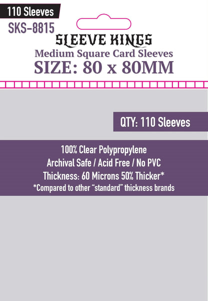 Sleeve Kings - Medium Square Card Sleeves 80mm X 80mm - Pack of 110