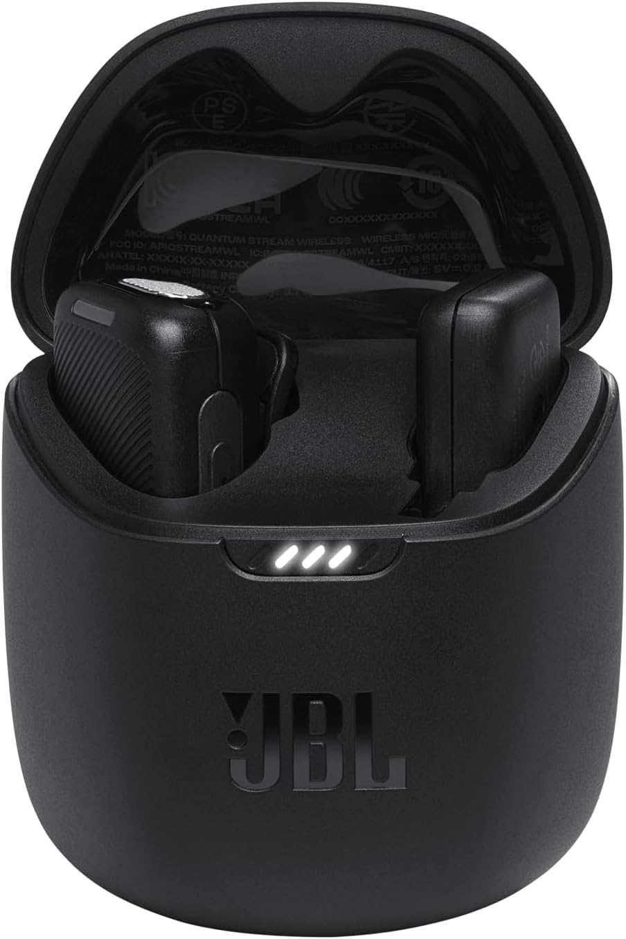 JBL Quantum Stream Wireless, micrófono inalámbrico portátil para streaming y dongle lightning para dispositivos Apple, con 24 horas de grabación, en negro