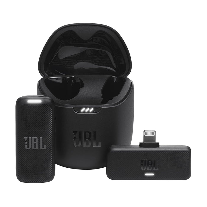 JBL Quantum Stream Wireless, micrófono inalámbrico portátil para streaming y dongle lightning para dispositivos Apple, con 24 horas de grabación, en negro