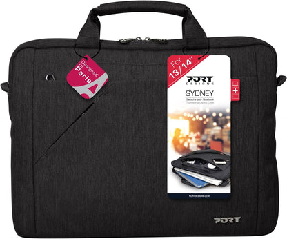 Port Designs Sydney Top Loading Shoulder Bag Case for 13.3/14-Inch Laptops with Smartphone Tech Accessories Pocket and Adjustable Shoulder Strap