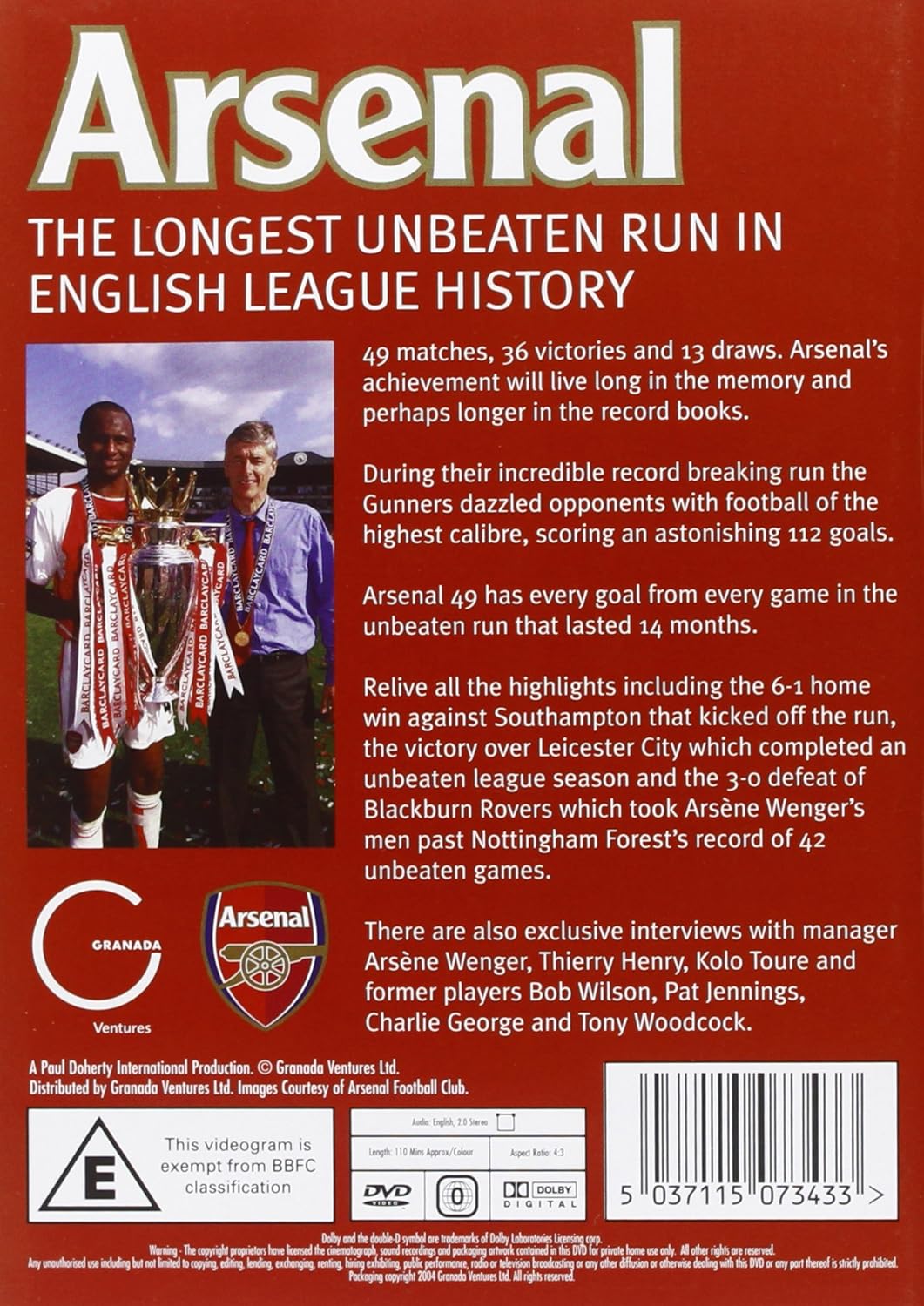Arsenal Fc: 49 - The Complete Unbeaten Record