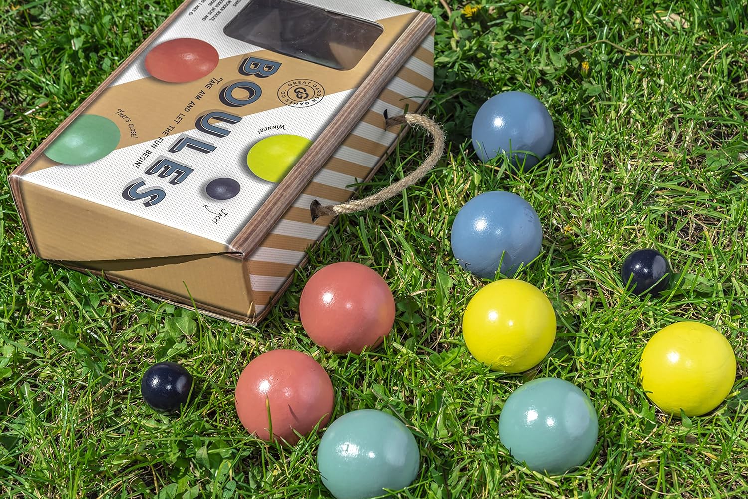 Professor PUZZLE Great Garden Games Boules Set - Plastic Garden Boules/Petanque Game - Outdoor Games/Garden Games set- 6 Balls & 1 Jack.