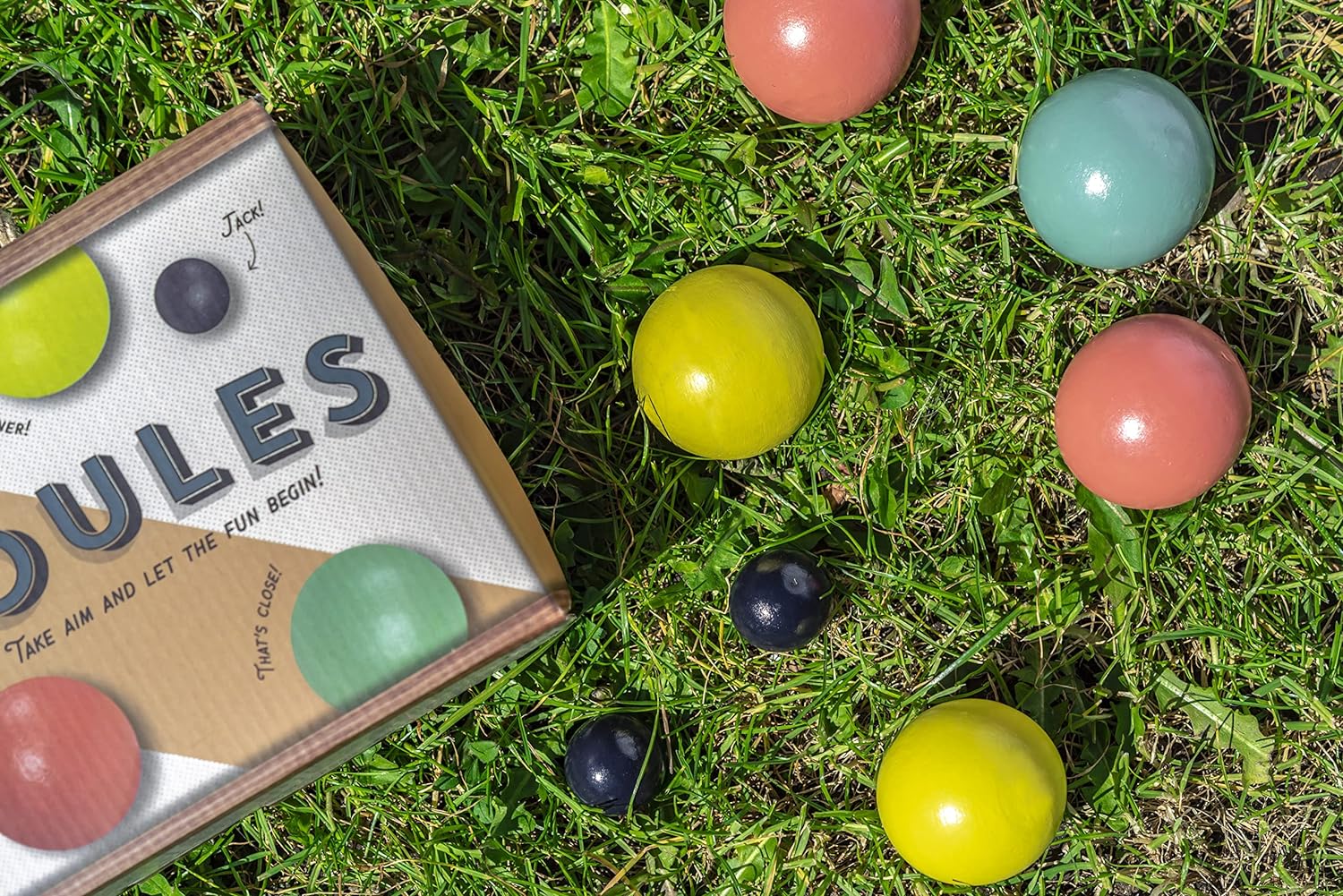 Professor PUZZLE Great Garden Games Boules Set - Plastic Garden Boules/Petanque Game - Outdoor Games/Garden Games set- 6 Balls & 1 Jack.