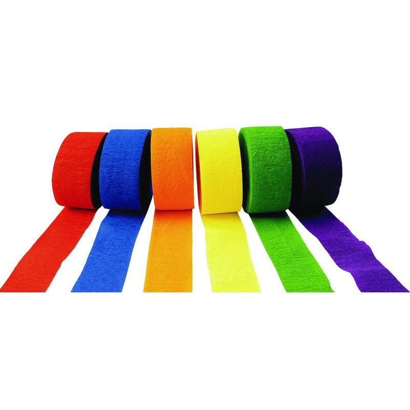 Colorations Krepppapier-Luftschlangen, bunte Farben, 6 Stück (Artikel # STRMRS