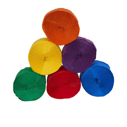 Colorations Krepppapier-Luftschlangen, bunte Farben, 6 Stück (Artikel # STRMRS