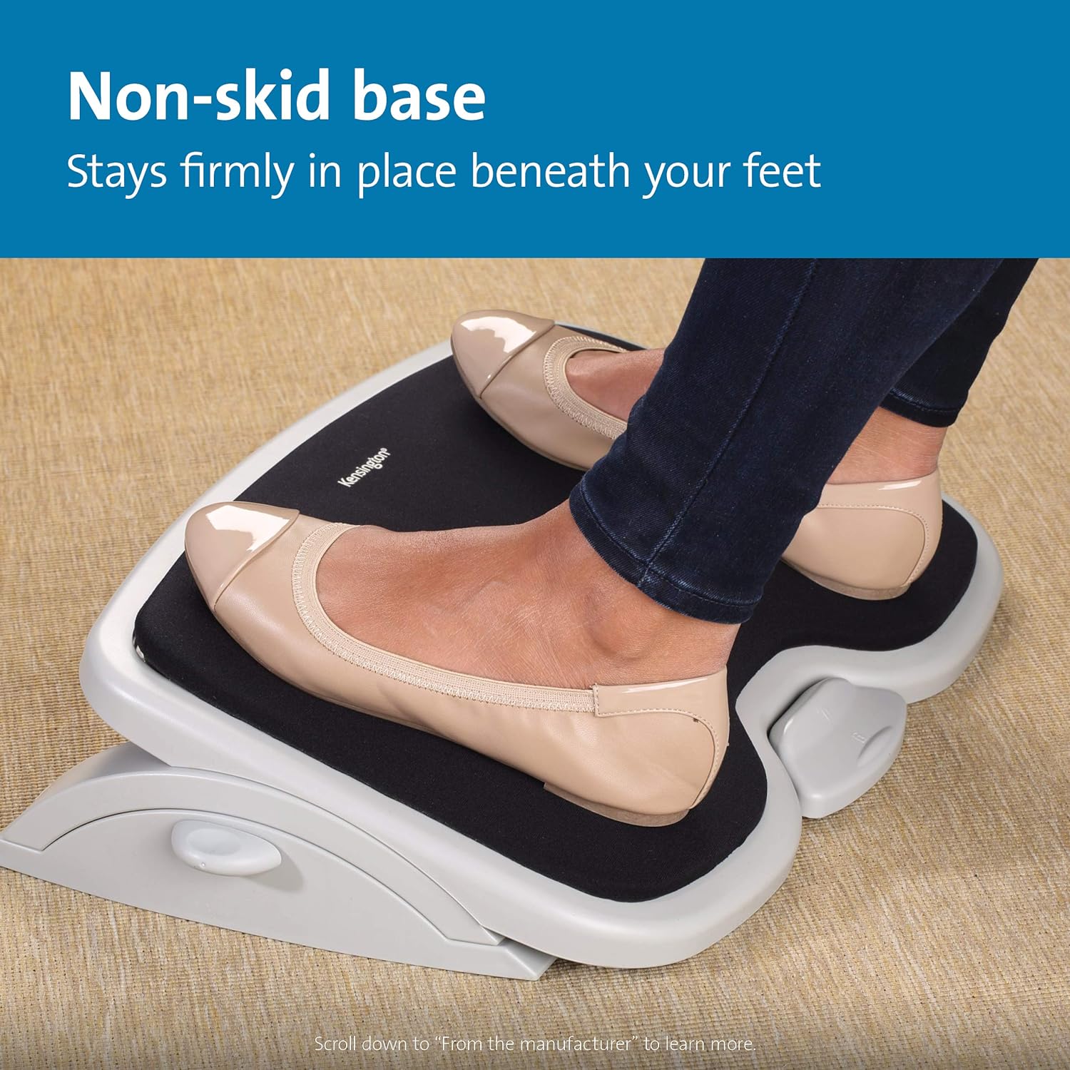 Kensington Adjustable Ergonomic Memory Foam Foot Rest - SoleMate Comfort under desk foot rest for improved posture, siatica and orthopedic relief - Grey/Black (56153) Plastic Solemate Comfort