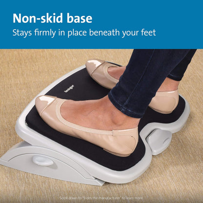 Kensington Adjustable Ergonomic Memory Foam Foot Rest - SoleMate Comfort under desk foot rest for improved posture, siatica and orthopedic relief - Grey/Black (56153) Plastic Solemate Comfort