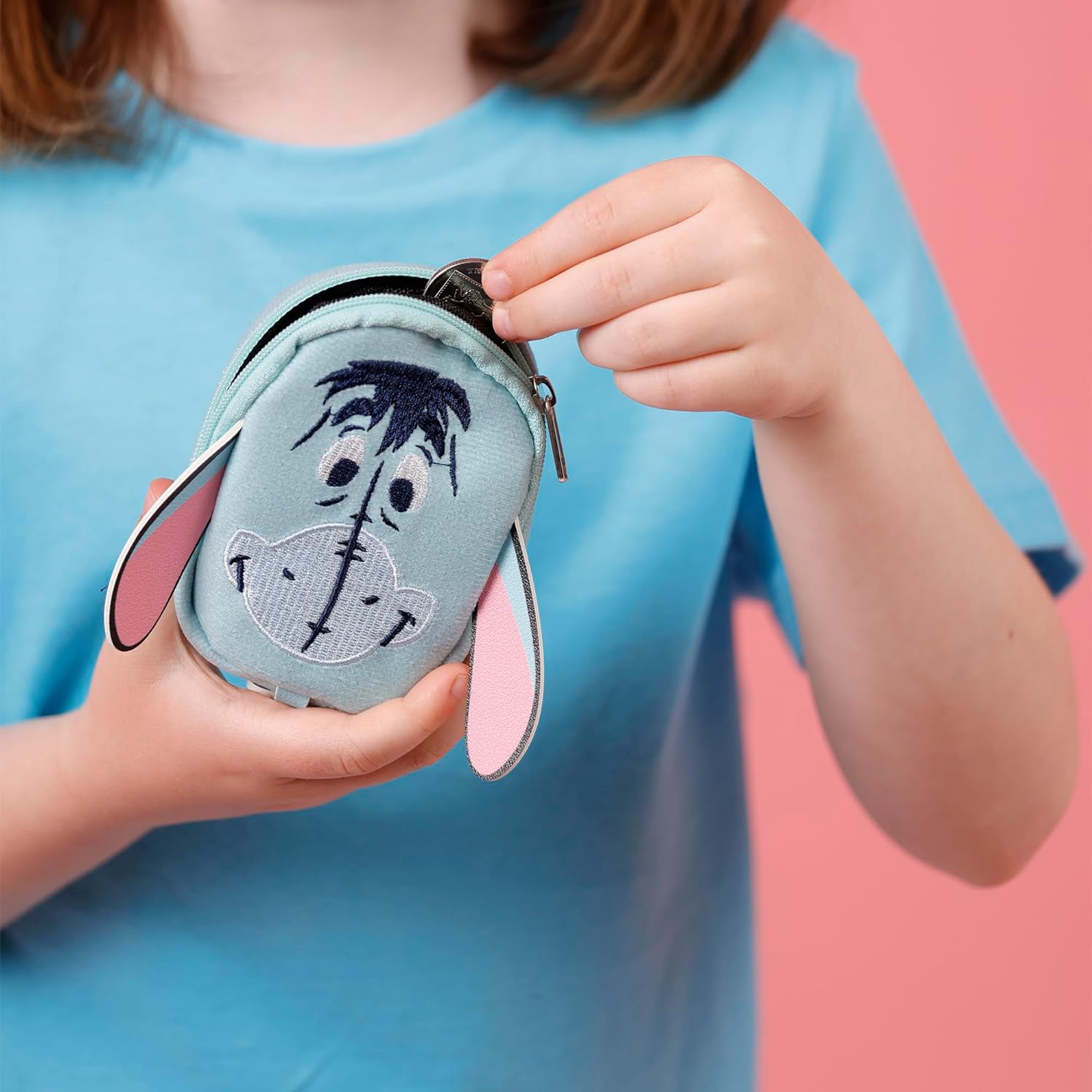 Disney Winnie The Pooh Eeyore Grey, Blue and Pink Mini Backpack Keychain