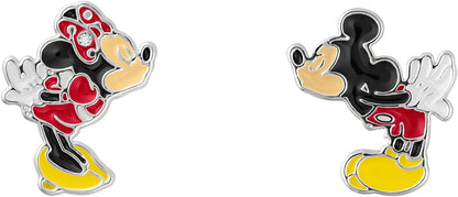 Mickey & Minnie Girls Earrings and Heart Trinket Tray Jewelry Dish Gift Set SF00675L.PH
