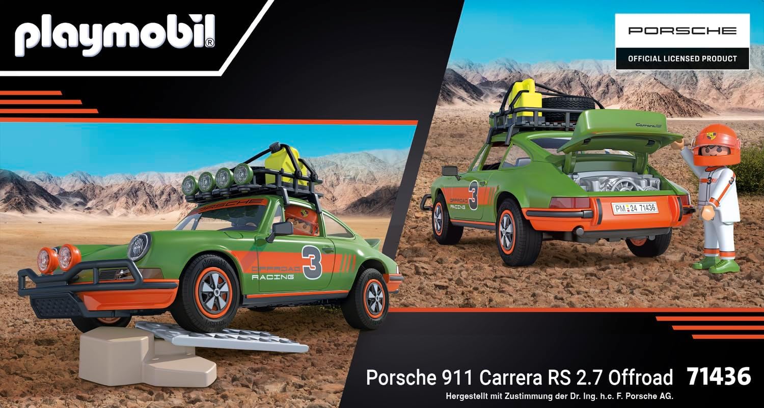 Playmobil 71436 Porsche 911 Carrera RS 2.7 Off-Road Edition, thrilling rides through any terrain, with various functions, collectible car or play sets suitable for children ages 5+