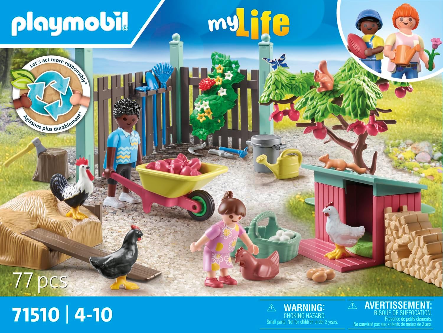 PLAYMOBIL 71510 myLife: Little Chicken Farm, diverse courtyard with animals and accessories, educational and gifting toy, fun imaginative role-play, sustainable play sets suitable for children ages 4+