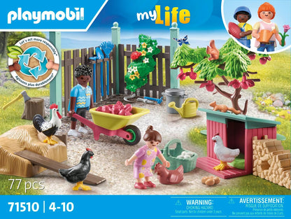 PLAYMOBIL 71510 myLife: Little Chicken Farm, diverse courtyard with animals and accessories, educational and gifting toy, fun imaginative role-play, sustainable play sets suitable for children ages 4+