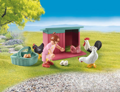 PLAYMOBIL 71510 myLife: Little Chicken Farm, diverse courtyard with animals and accessories, educational and gifting toy, fun imaginative role-play, sustainable play sets suitable for children ages 4+
