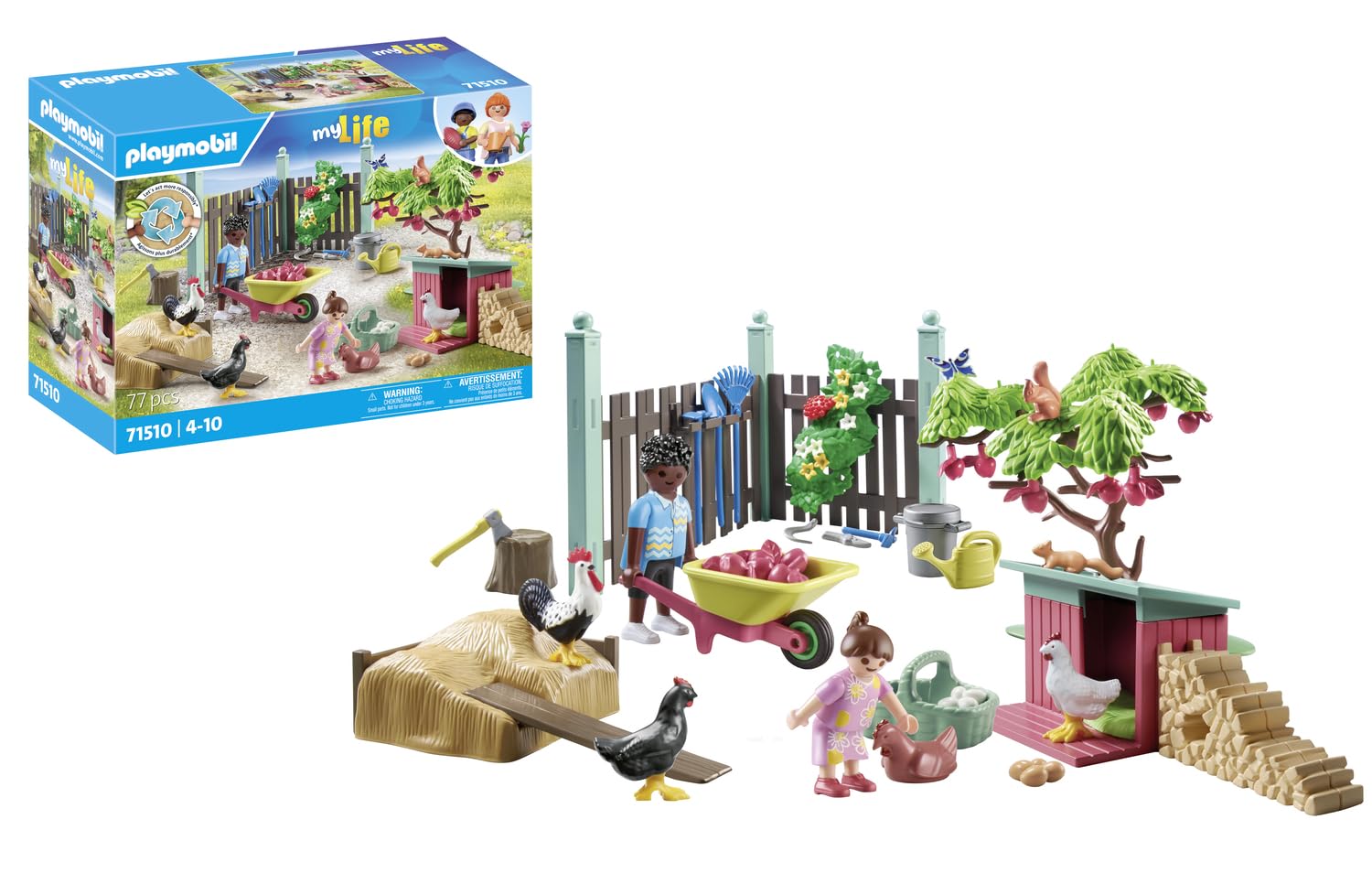 PLAYMOBIL 71510 myLife: Little Chicken Farm, diverse courtyard with animals and accessories, educational and gifting toy, fun imaginative role-play, sustainable play sets suitable for children ages 4+