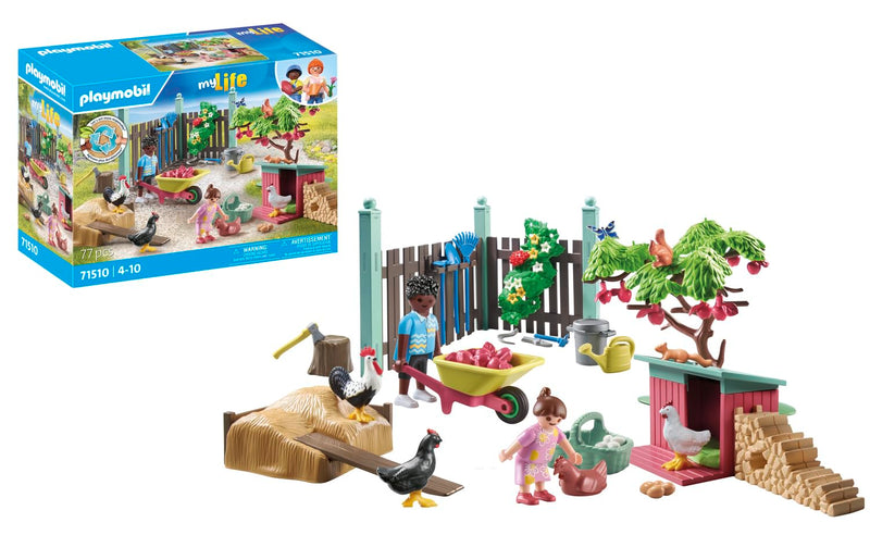 PLAYMOBIL 71510 myLife: Little Chicken Farm, diverse courtyard with animals and accessories, educational and gifting toy, fun imaginative role-play, sustainable play sets suitable for children ages 4+