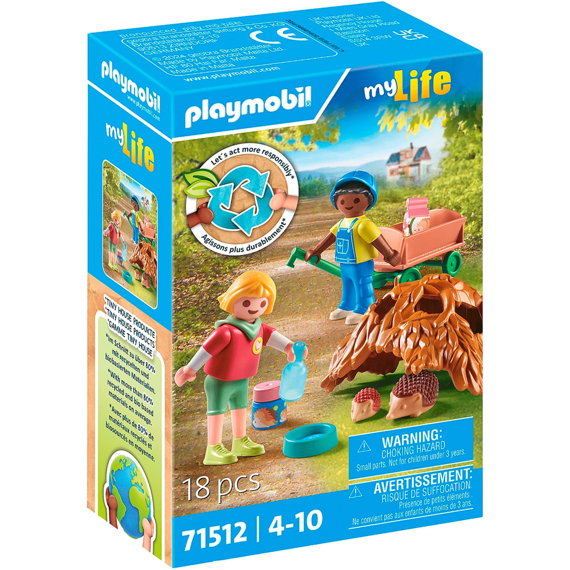 Playmobil 71512 My Life: Hedgehog Family, educational and gifting toy, sustainable toys, fun imaginative role-play, playsets suitable for children ages 4+