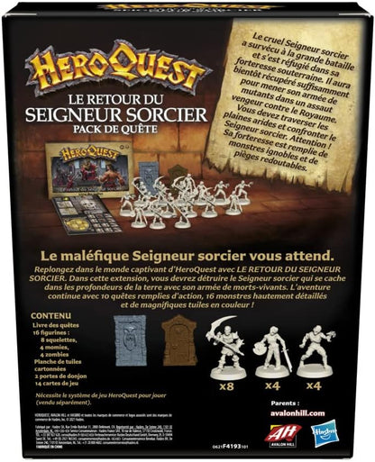 Hasbro Gaming My little Pony Avalon Hill HeroQuest The Return of the Lord Wizard Expansion Ages 14+ HeroQuest Game System Required, Black, One Size (F4193801) France Multicolor