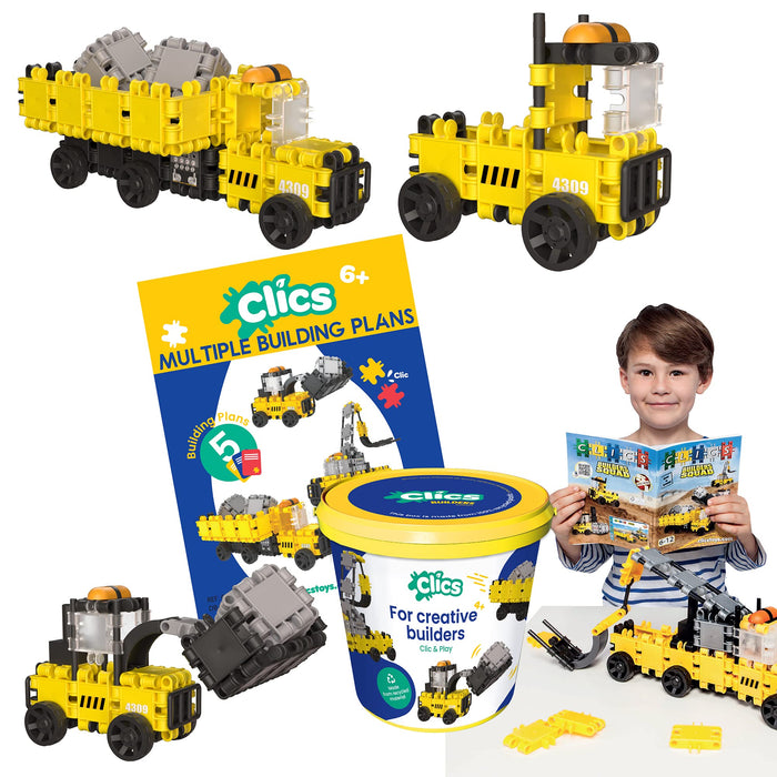 Clics Builders Edition- Construction Toys for Kids Ages 3+ Creative Educational 123 Piece Set Building Blocks for Girls and Boys Montessori STEM Toys Durable Toys