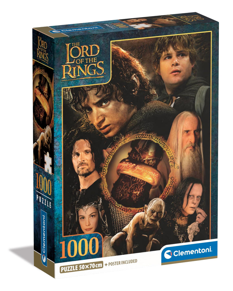 Clementoni Lord of the Rings Rings - 1000 Pieces, Poster Included, Famous Movie Puzzle, Fun for Adults, Made In Italy, 39907, Multicoloured