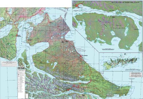 Tierra del Fuego & Isla Navarino Travel Trekking Map 1:500 000-1:200 000