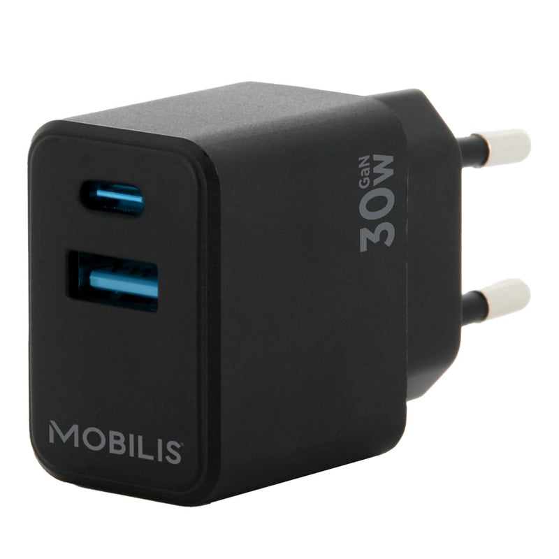 Mobilis Caricatore di rete MOBILIS Porta GaN da 30 W Adattatore USB-C per ricarica rapida per smartphone e tablet