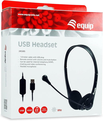 `Equip Headset USB 245305 1.8m Kabel,Mikro,int.B`