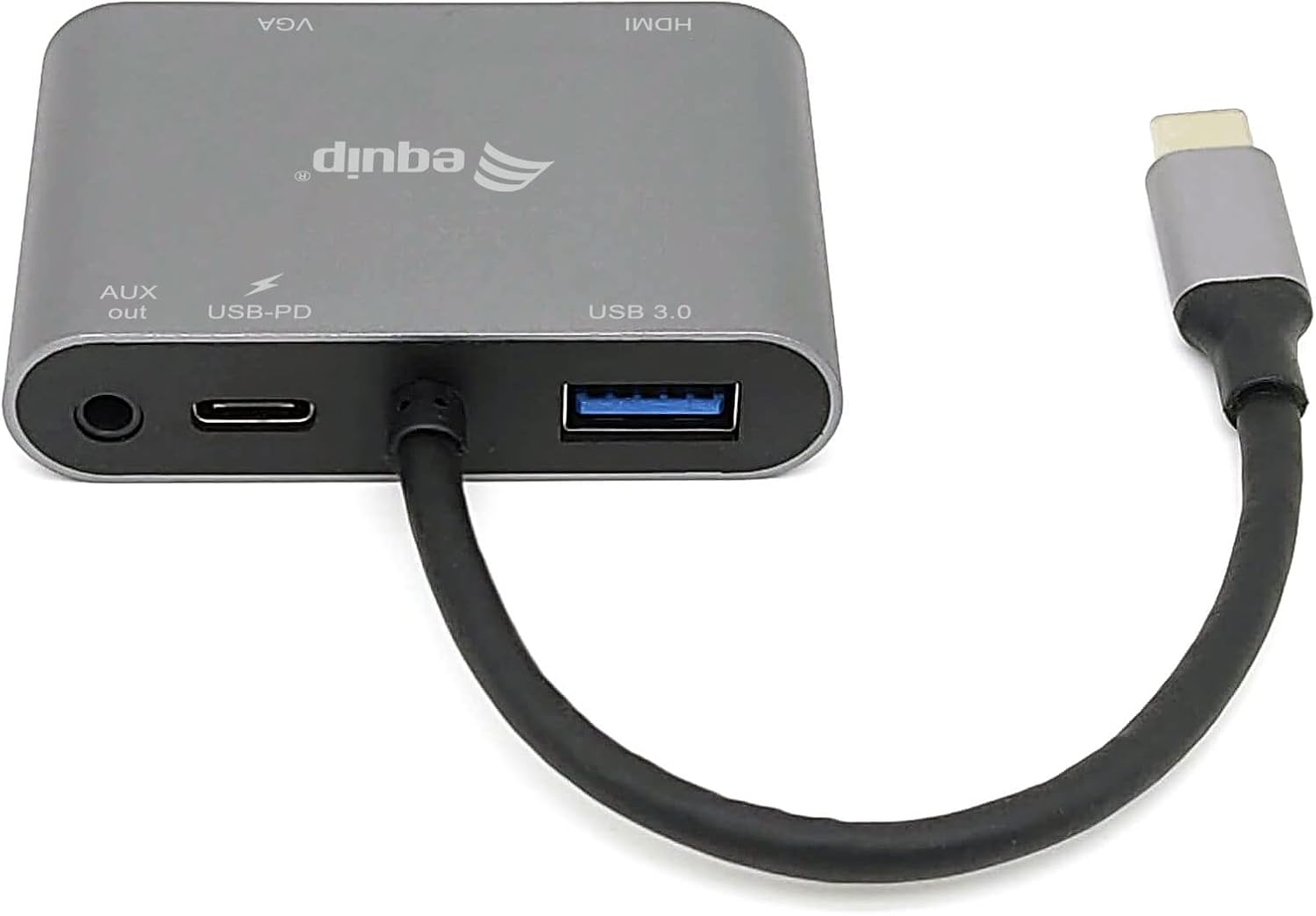 Equip 133483 USB-C Multifunction Adapter 5-in-1 USB-C to HDMI/VGA/USB 3.0/AUX/USB-C PD Multiport Adapter