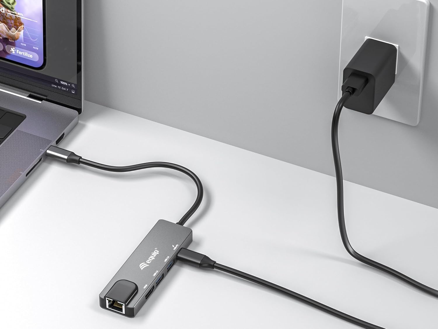 Equip 133489 USB-C 5-in-1 Multifunction Adapter HDMI Gigabit LAN USB 3.2 GEN1 100W USB PD