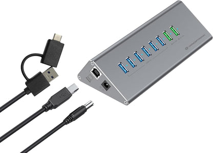 CONCEPTRONIC HUBBIES18G 10-in-1 60W USB 3.0 Hub Charger Combo 2-in-1 USB-C USB-A Cable, USB 3.2 Gen 1