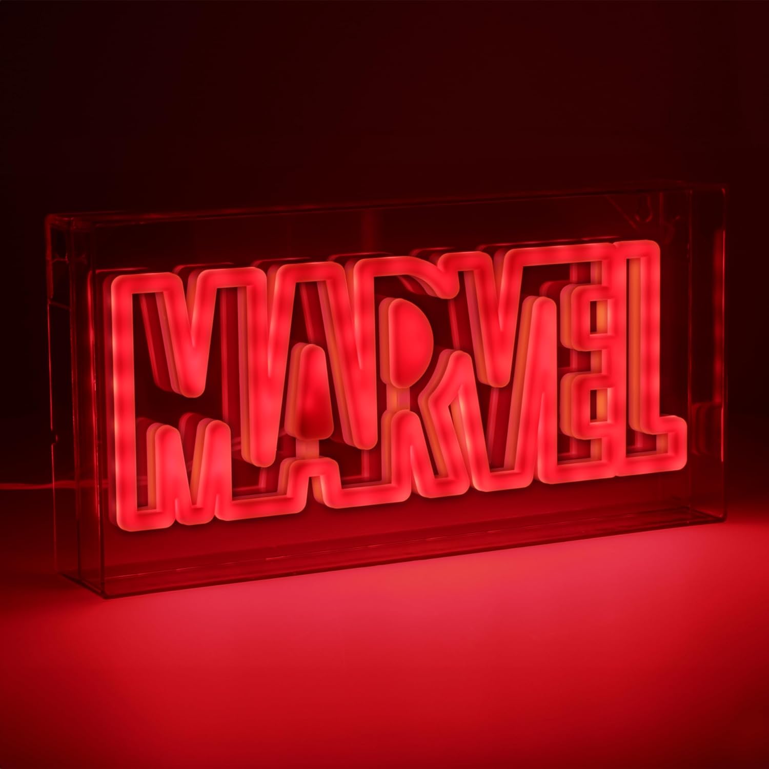 Luce Neon Marvel Insegna Ufficiale da Tavolo o a Parete, Accessorio per Stanza di Gioco & Memorabilia Cinematografica