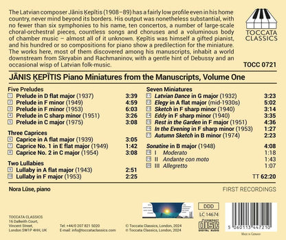 Janis Kepitis: Piano Miniatures from the Manuscripts - Volume 1