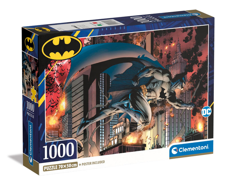 Clementoni 39851 Batman Jigsaw 1000 Pieces-Poster Included, Puzzle for Adults 14-99 Years, Gift for Men/Women, Superhero, Made in Italy, Multicolor