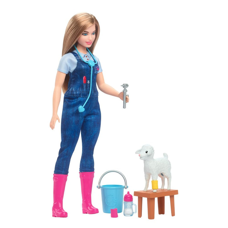 Barbie Tú Puedes ser Muñeca Rubia Profesiones Veterinaria de Granja con Oveja y Accesorios, 65 Aniversario, Juguete +3 años (Mattel HRG42