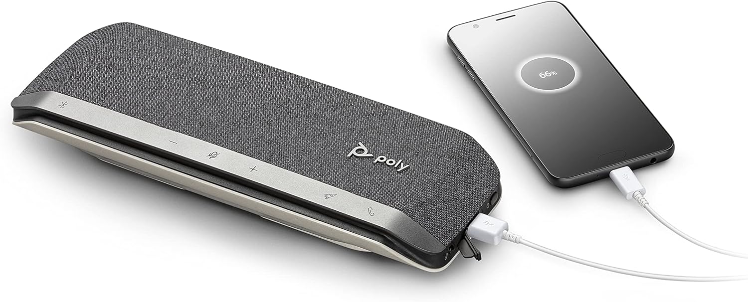 Poly - Sync 40 Smart Speakerphone (Plantronics) - Flexible Work Spaces - Connect to PC/Mac via Combined USB-A/USB-C Cable and Smartphones via Bluetooth - Works with Teams (Certified), Zoom & more Stan