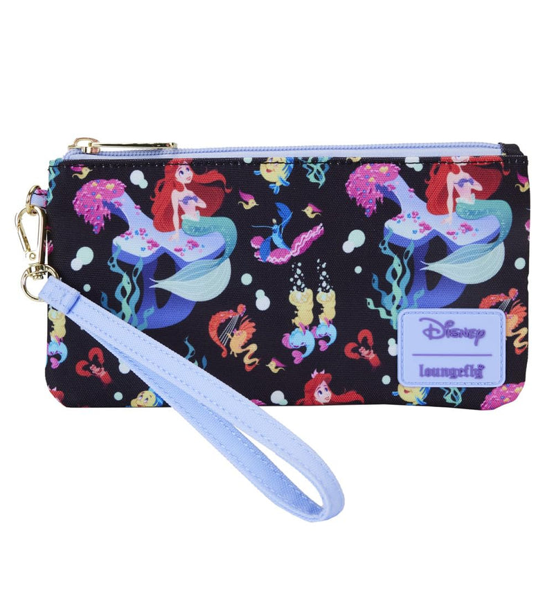 Loungefly Disney The Little Mermaid 35th Anniversary Life Is The Bubbles Nylon Wristlet Wallet Black/charcoal