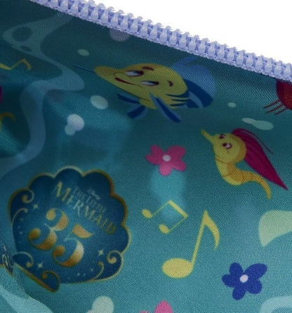 Loungefly Disney The Little Mermaid 35th Anniversary Life Is The Bubbles Nylon Wristlet Wallet Black/charcoal