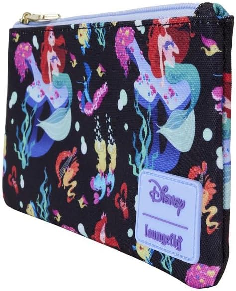 Loungefly Disney The Little Mermaid 35th Anniversary Life Is The Bubbles Nylon Wristlet Wallet Black/charcoal