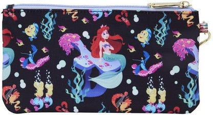Loungefly Disney The Little Mermaid 35th Anniversary Life Is The Bubbles Nylon Wristlet Wallet Black/charcoal