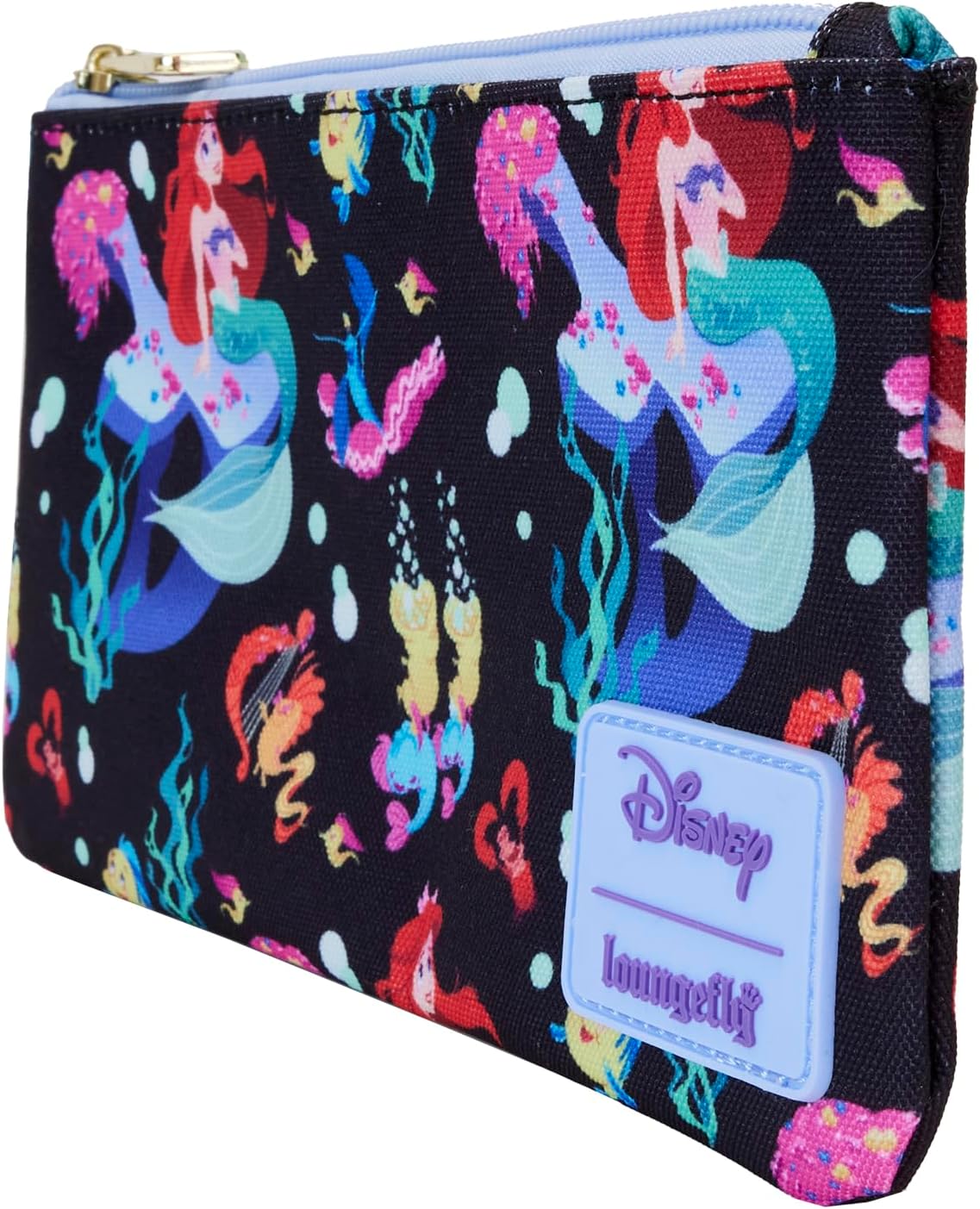 Loungefly Disney The Little Mermaid 35th Anniversary Life Is The Bubbles Nylon Wristlet Wallet Black/charcoal