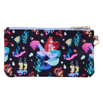 Loungefly Disney The Little Mermaid 35th Anniversary Life Is The Bubbles Nylon Wristlet Wallet Black/charcoal
