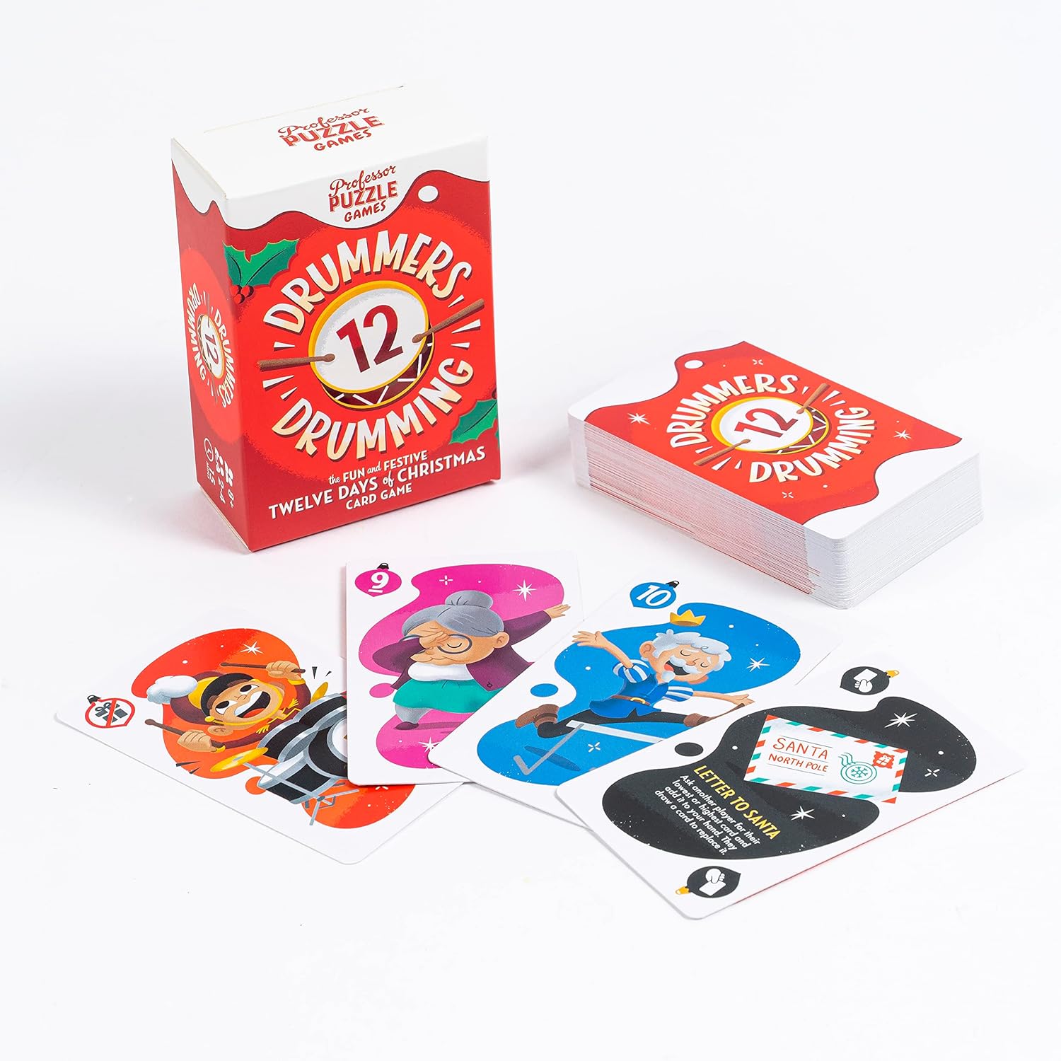Professor Puzzle | 12 Drummers Drumming | Card Game | Ages 8+ | 2-4 Players | 15+ Minutes Playing Time