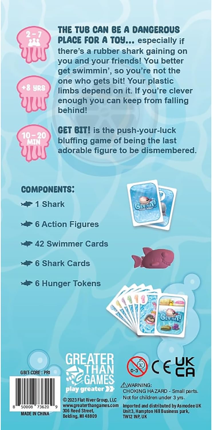 Greater Than Games | Get Bit | Family Card Game | Party Game for Adults and Family | Escape The Shark | 3 to 6 Players | Ages 7+ | 20 Minutes