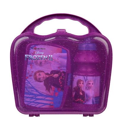 Scooli FRUW9860 Disney Frozen Crockery Set in Case, Lunch Box with Clip and Water Bottle 400 ml, Easy to Open and Close, BPA and Phthalate