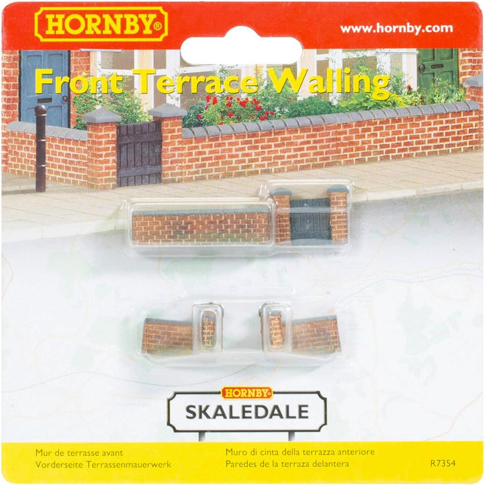Hornby R7354 Front and Left Hand Victorian Terrace House Garden Wall Acessories - Resin Building for Model Railway Sets