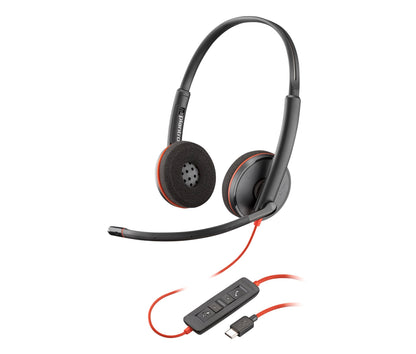 Poly Blackwire 3220 Stereo USB-C Headset + USB-C/A Adapter