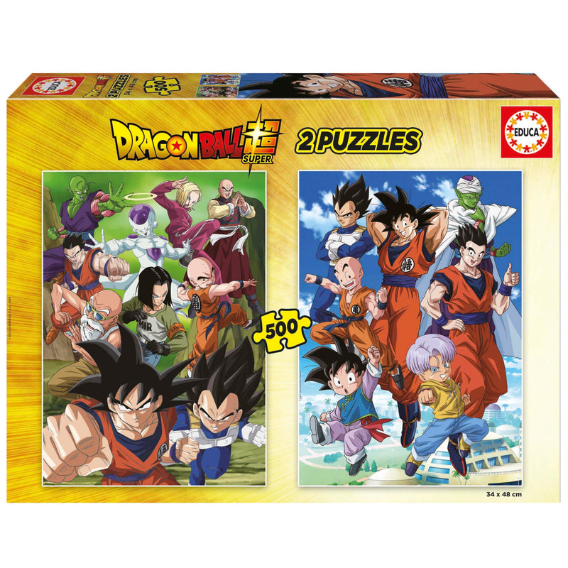 Educa Dragon Ball, 2 puzzels met elk 500 stukjes, afmetingen: 34 x 48 cm, incl. Cola Fix puzzel, vanaf 11 jaar (19915)