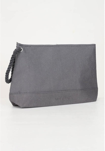 ME FUI Sacs Femmes Gris Maxi pochette couleur unie avec broderie logo Taille unique