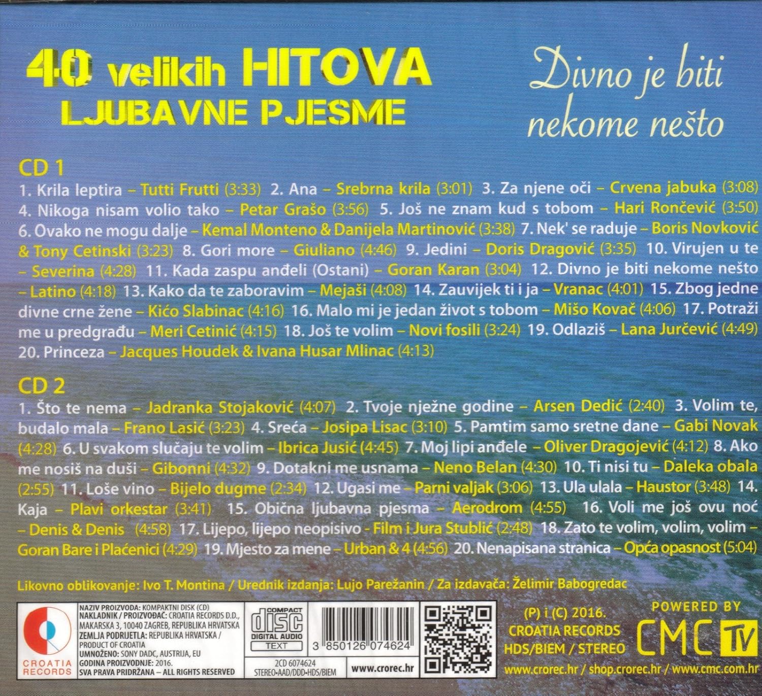 40 Velikih Hitova / Ljubavne Pjesme / Divno Je Biti Neko