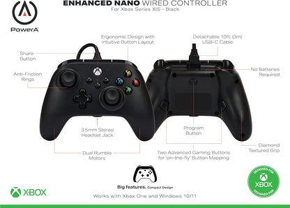 PowerA Nano geavanceerde bedrade controller voor Xbox-series X|S - Zwart