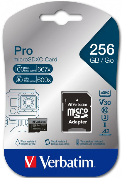 VERBATIM CARTE MICRO SDXC 256GB ADAP